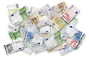 Many Euro banknotes