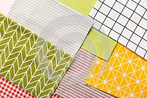 Many Fabric kitchen napkin for table setting top view on table