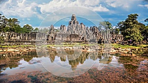 The many face temple of Bayon at the Angkor Wat site in Cambodia