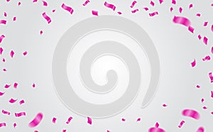 Many Falling Pink Tiny Confetti Isolated On White Background. Vector