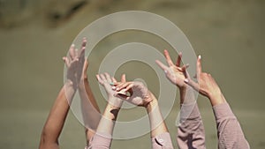 many female hands close up