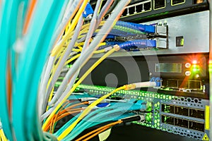 Many fiber-optic Internet wires connect to the routing servers. Bunch cables connect to the switching Internet equipment. The