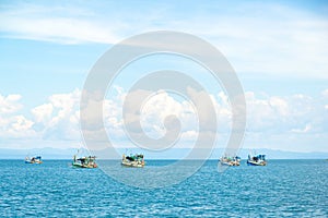 Many fisherman boat in the sea