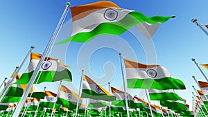 Many Flags of India on flag poles