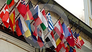 Many flags of the OECD countries