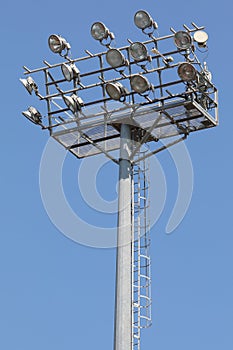 many floodlights in the pole