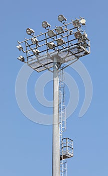 many floodlights in the pole at stadium