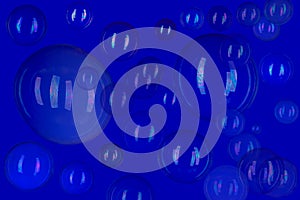 Many Flying soap bubbles