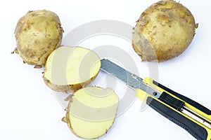 Many fresh fruit potato and vegetable slices