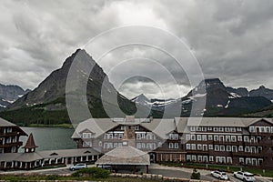 Many Glacier Hotel and Grinnell Point photo