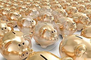 Many golden piggy banks