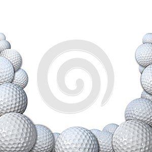 Many Golfballs as Golf Sports Border copy space