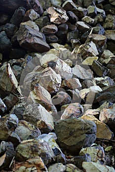 Many gray and brown stones