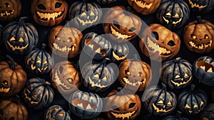 Many Halloween Pumpkins on Background