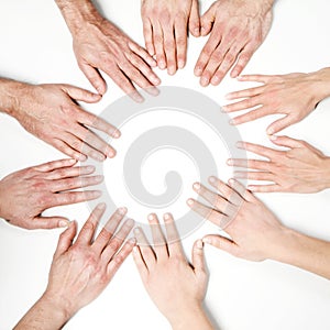 Many hands together