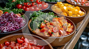 many healthy food dish on table