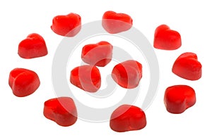 Many heart shaped fruit jellies