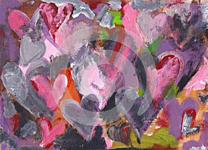 Many hearts abstract acrylic painting