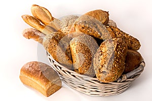 Many homemade whole grain crusty breads