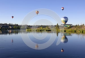 Many Hot Air Balloons Over Deschutes River