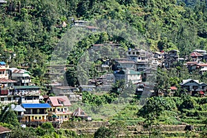 Many houses on the hill in Banaue, Philippines