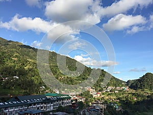 Many houses on the hill in Banaue, Philippines