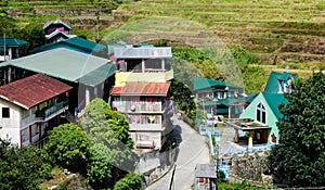 Many houses on the hill in Ifugao, Philippines