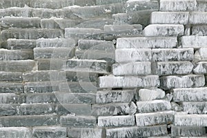Many ice cube stacked together,