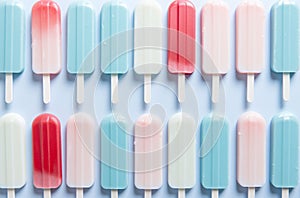 many ice pops in bluewhite and pink photo