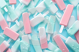 many ice pops in bluewhite and pink photo