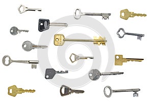 Many keys isolated background