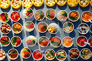 Many kinds of Chinese food dishes