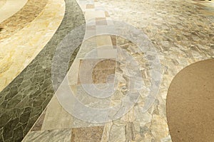 Many kinds of stone flooring in shopping mall. Close-up of interior material for design decoration background