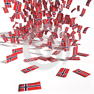 Many labels and flags of Norway