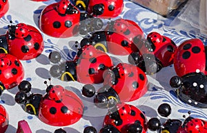 Many ladybugs close up at the fair