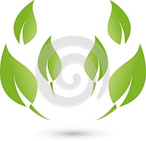 Many leaves, plants, nature and wellness logo