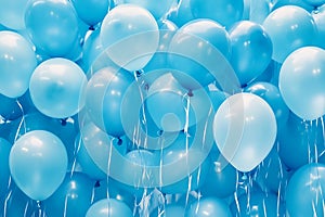 Many light blue balloons background