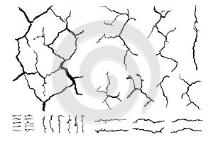 Many lines of crack ground for abstract background on white background