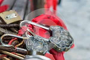 Many of Locks at Heaven Gate at the Tianmen Mountain