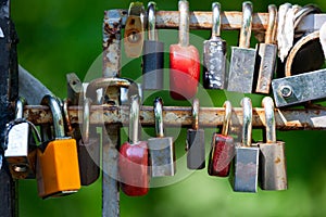 Many Love locks on the bridge.