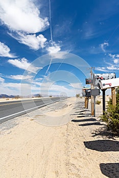 Many mailboxes along the road