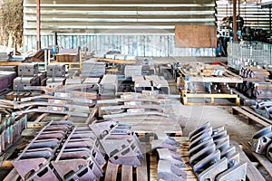 Many material for Steel welding part for industrial place on wood palette at factory