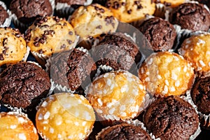 Many mini muffins on dessert buffet - muffin closeup -