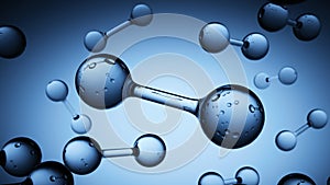 Many molecular on blue background