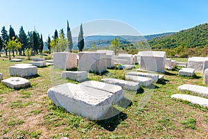 Many monumental medieval tombstones lie scattered in Herzegovina photo