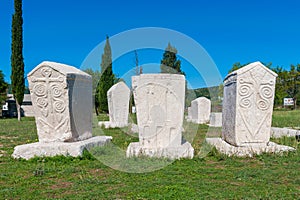 Many monumental medieval tombstones lie scattered in Herzegovina photo