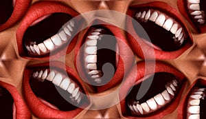 Many Mouths Seamless Tile Pattern Background 3