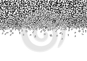 Many music notes on a white background