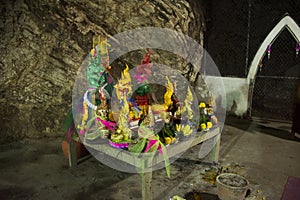 Many Naga statues in caves at Wat Khao Orr in Phatthalung, Thailand