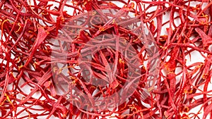 Many natural crocus saffron threads